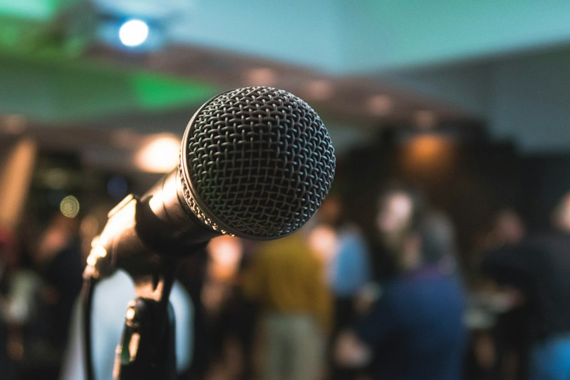 Public speaking on stage